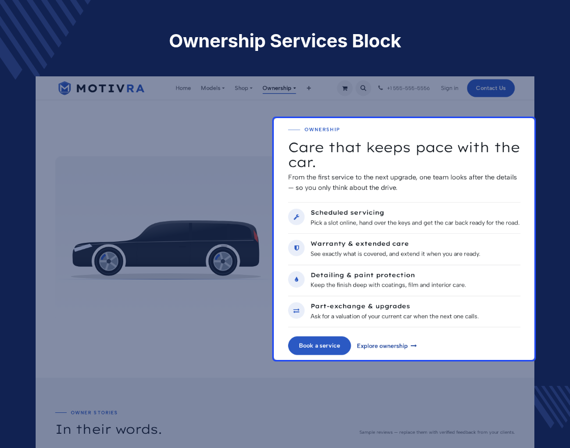 Odoo Motivra Automotive and Car Dealership Theme