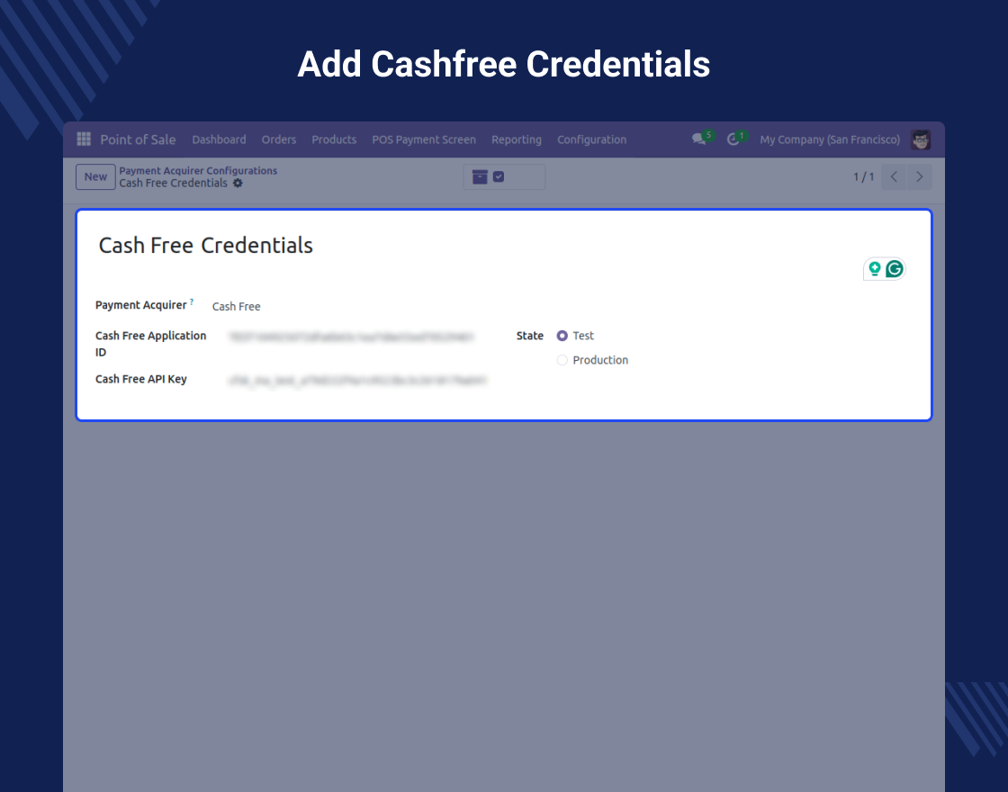 Odoo POS Cashfree Payment Acquirer