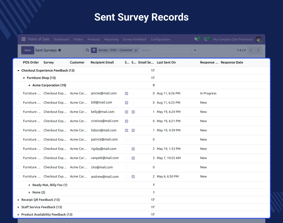 Odoo POS Survey Feedback