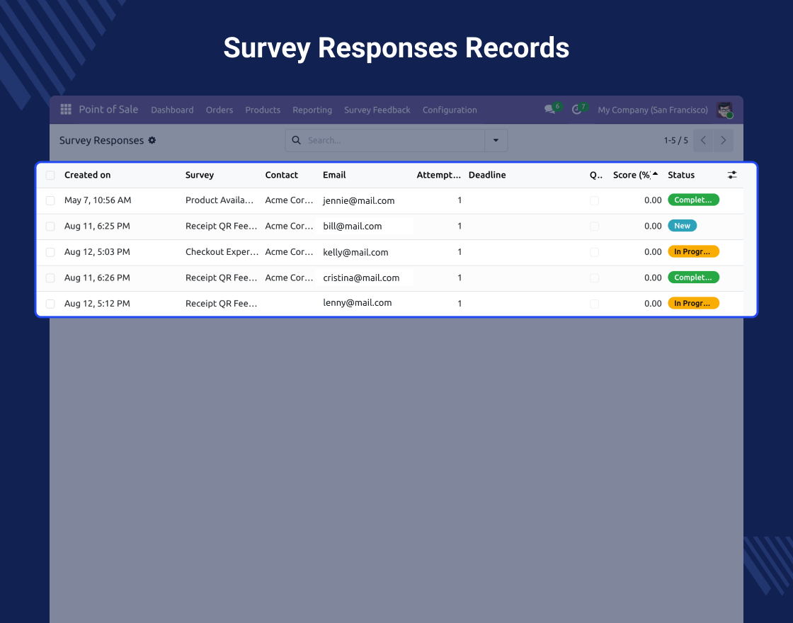 Odoo POS Survey Feedback