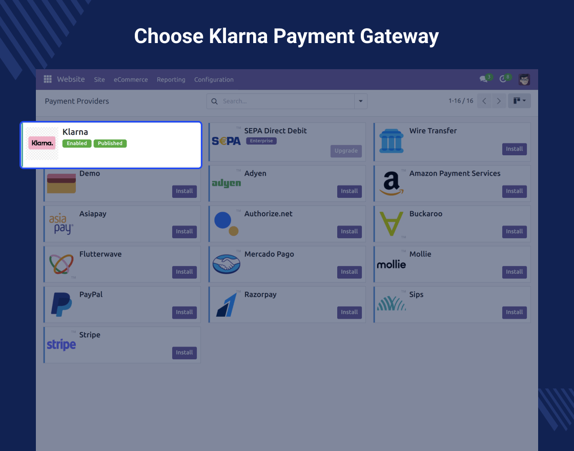 Odoo Website Klarna Payment Acquirer