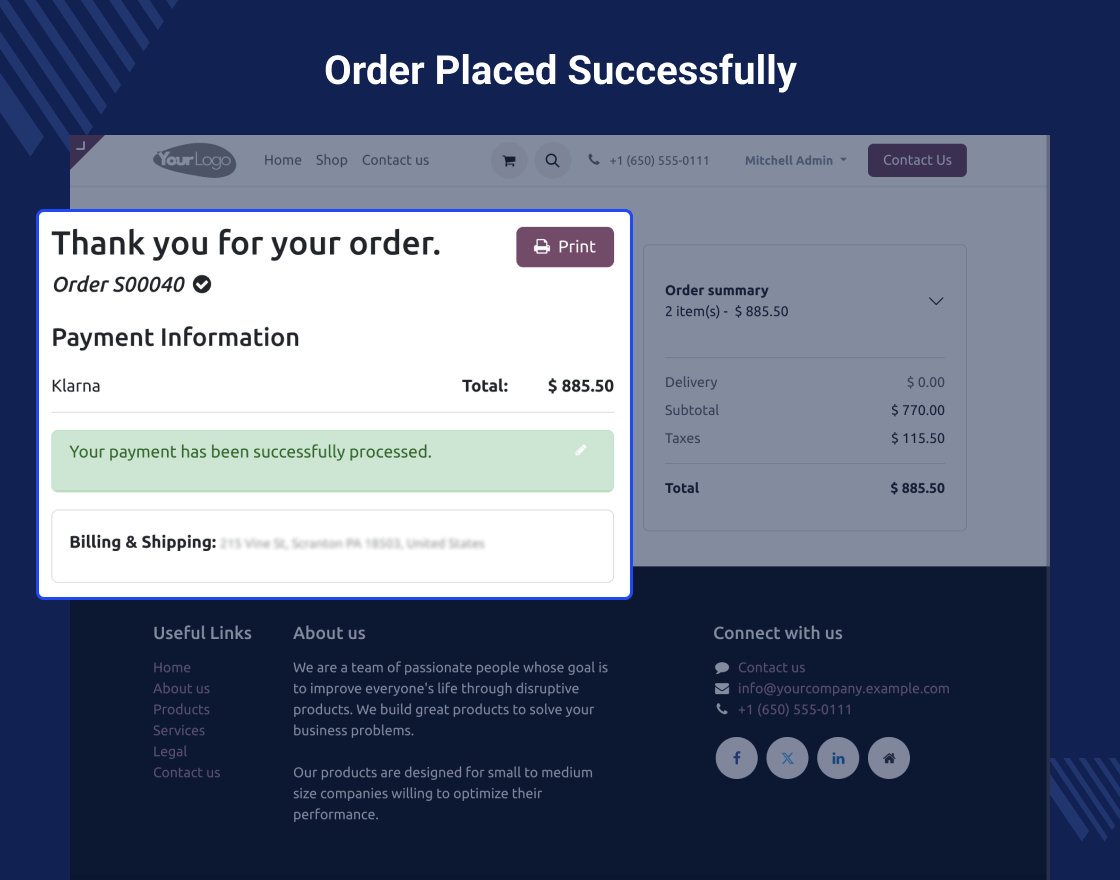 Odoo Website Klarna Payment Acquirer