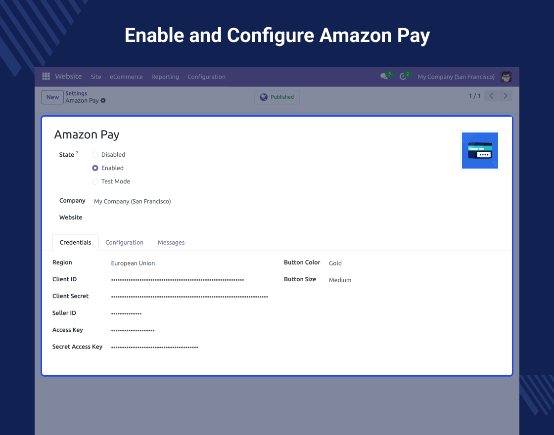 Odoo Website Amazon Pay Payment Acquirer