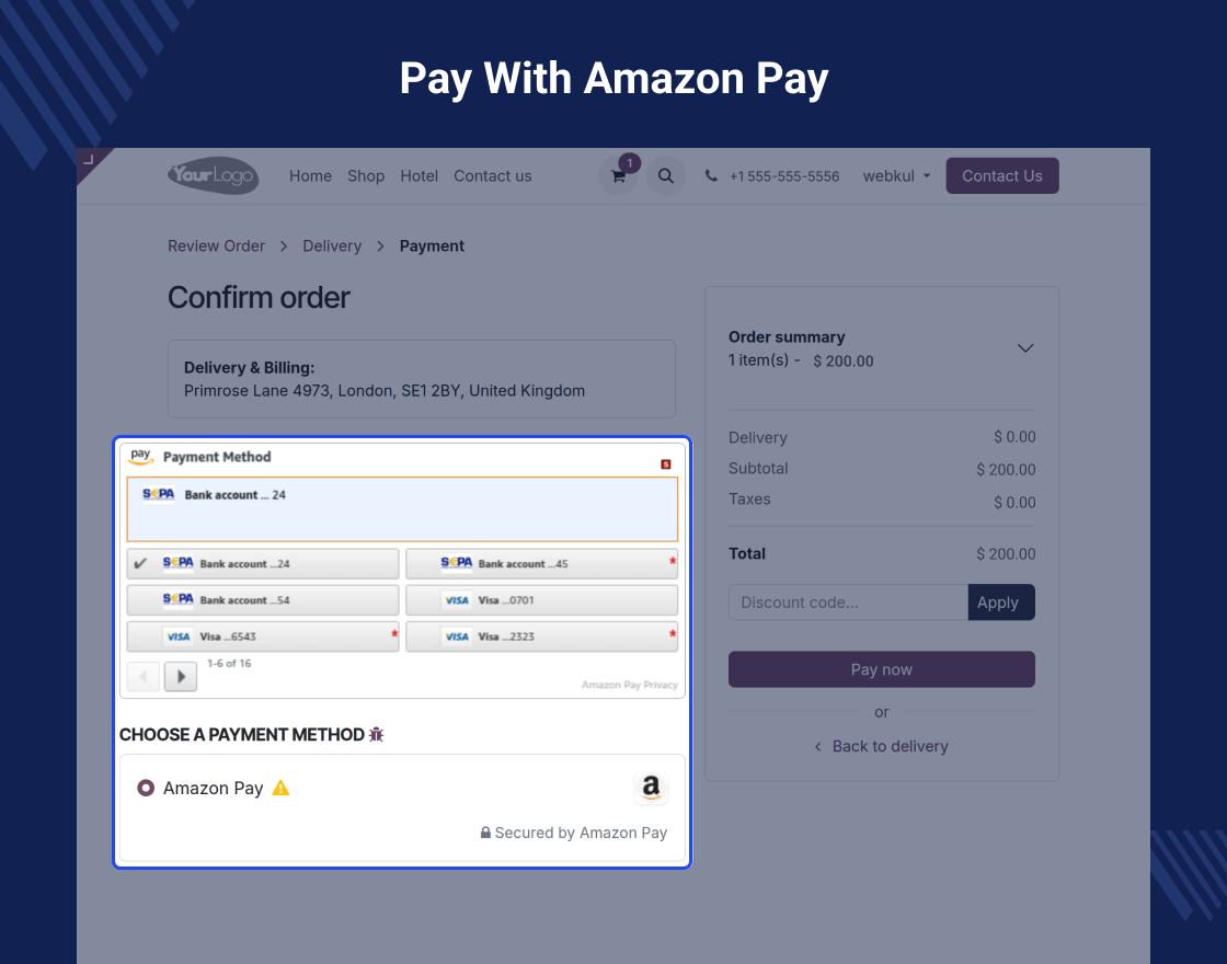 Odoo Website Amazon Pay Payment Acquirer