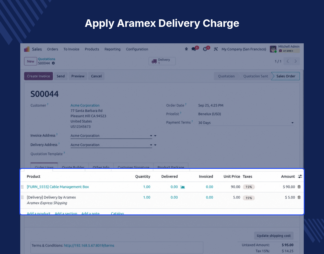 Odoo Aramex Shipping Integration