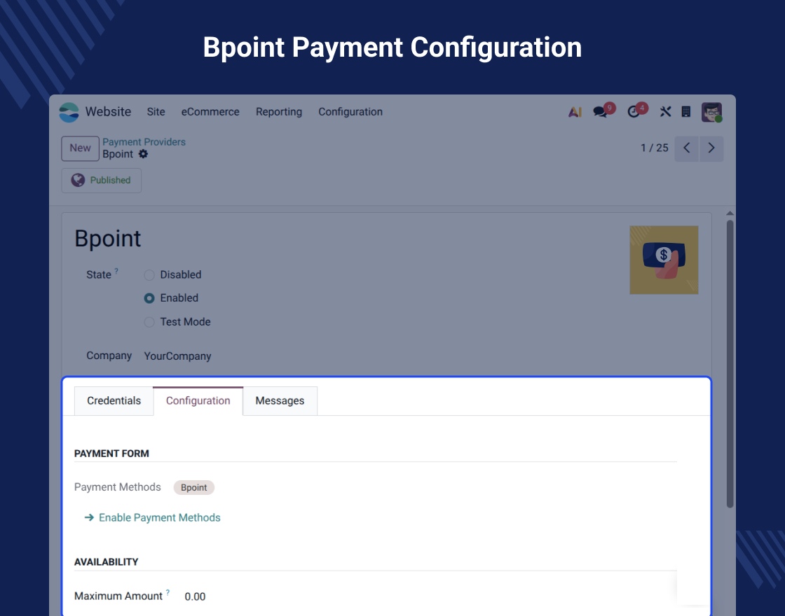 Odoo BPoint Payment Acquirer