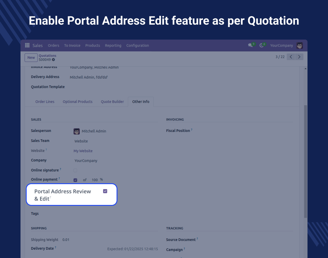Odoo Customer Address For Portal Payments