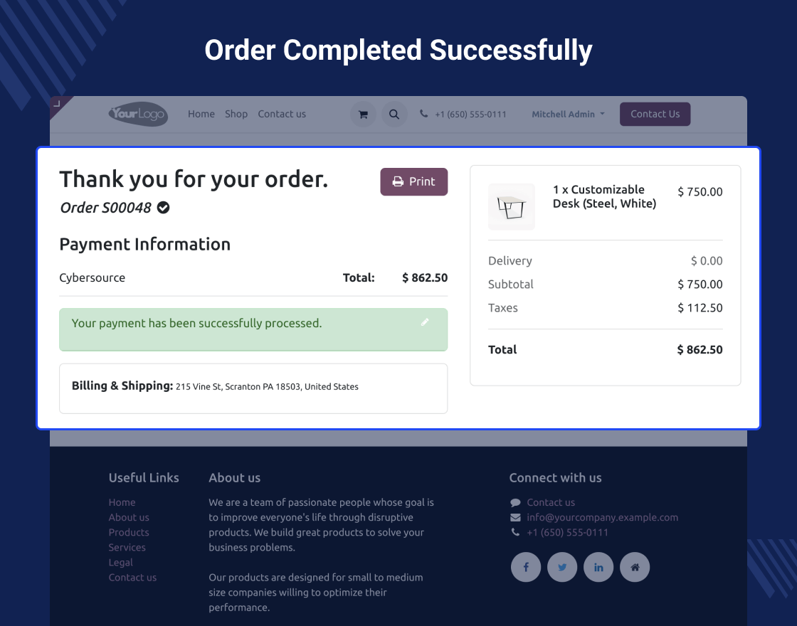 Odoo Website Cybersource Payment Acquirer