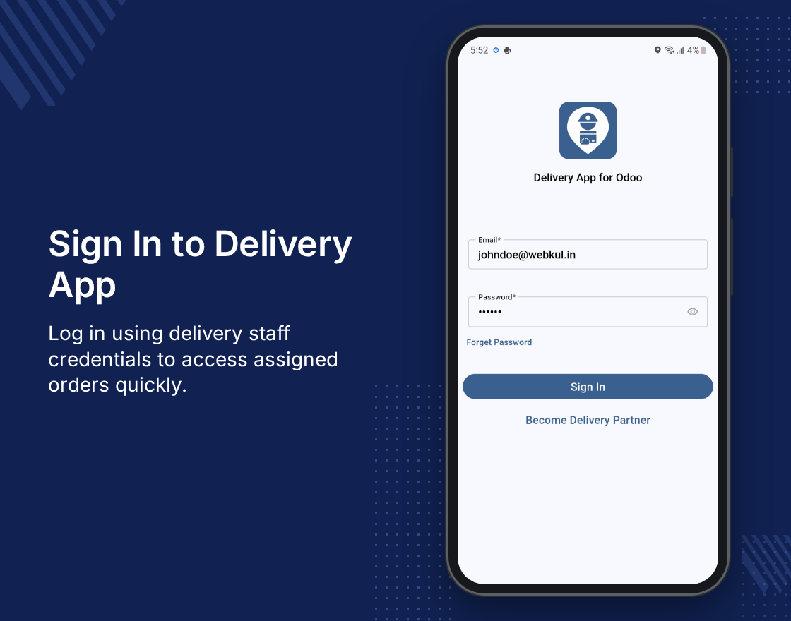 Odoo Delivery Boy App