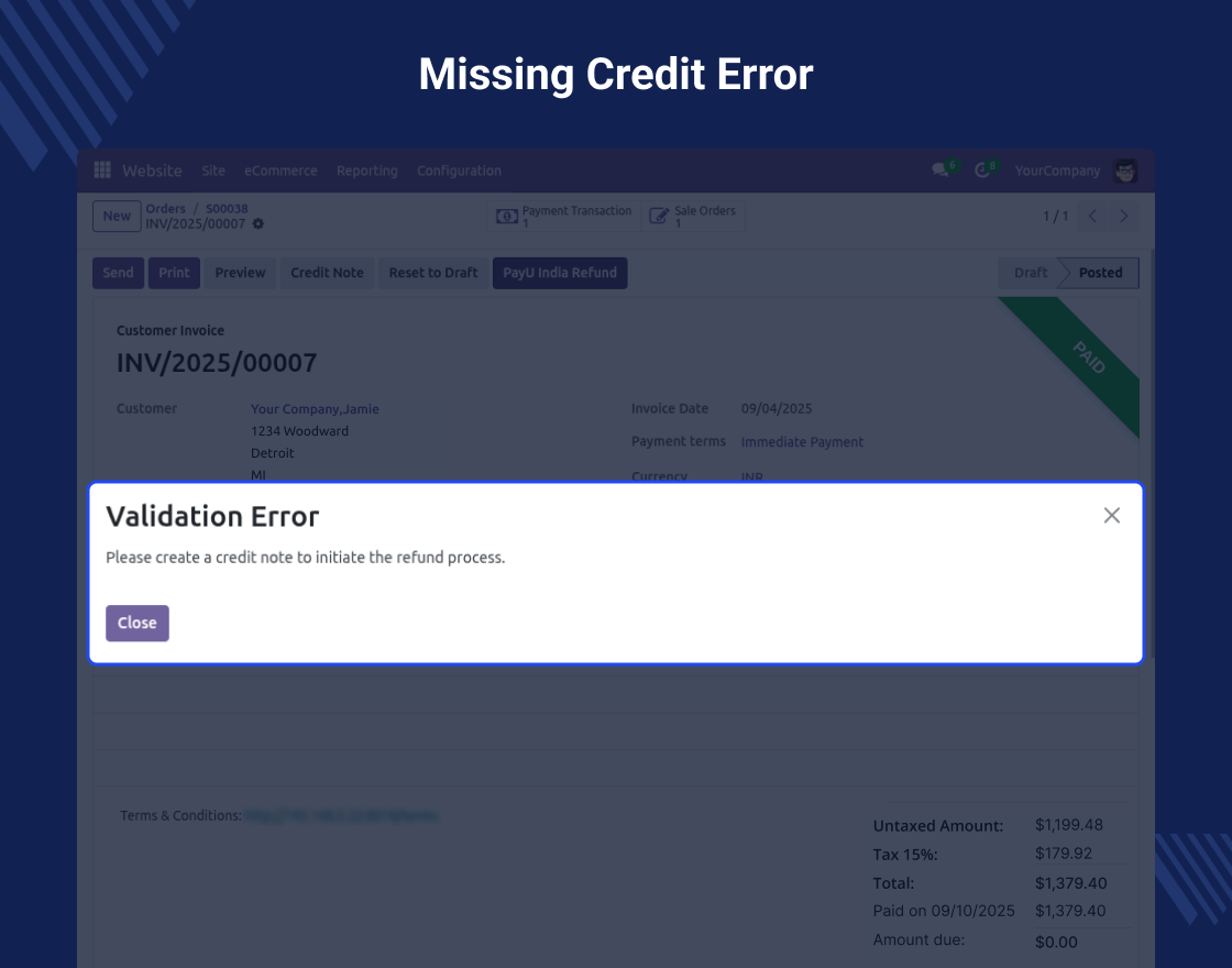 Odoo Direct Refund From PayU India