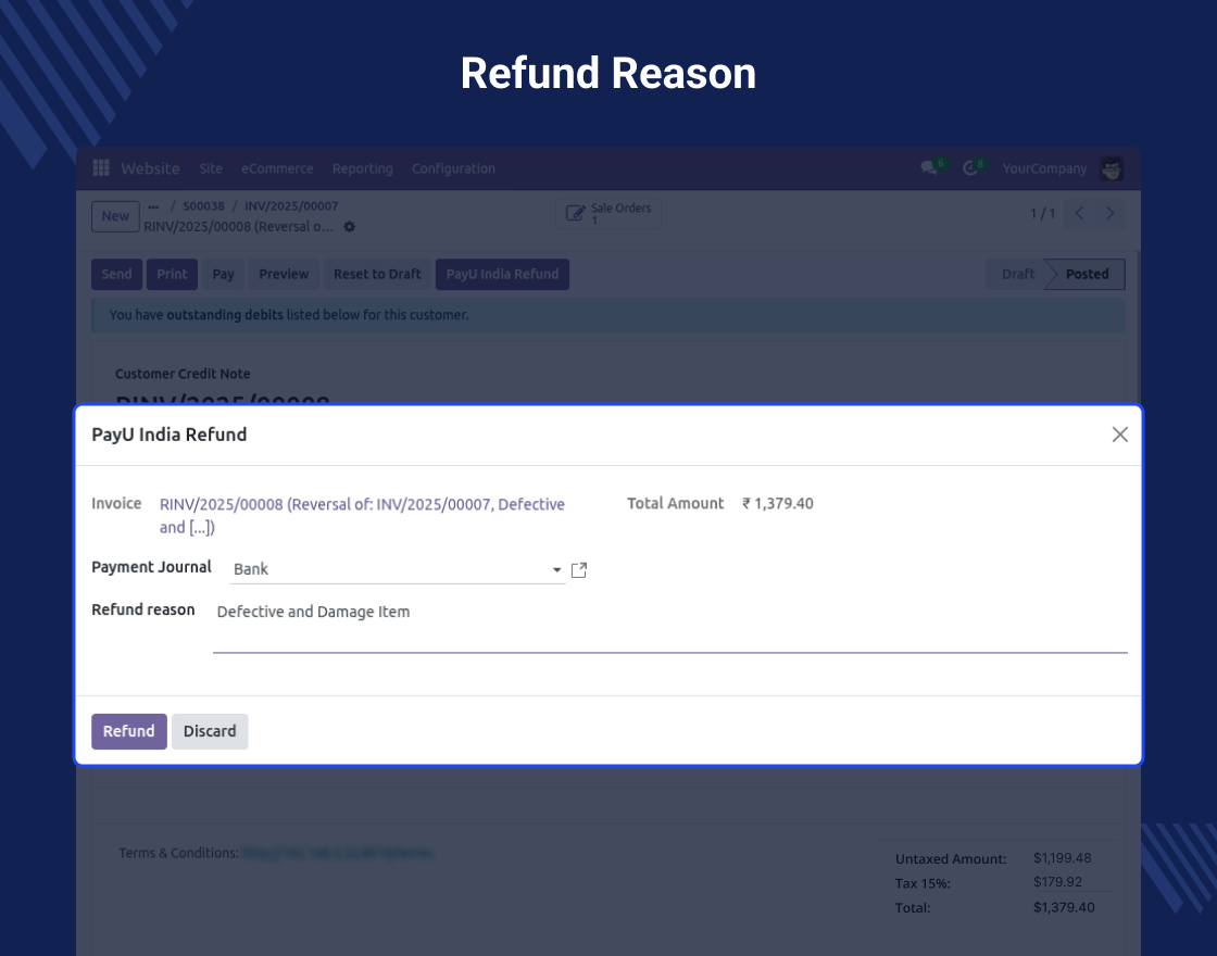 Odoo Direct Refund From PayU India
