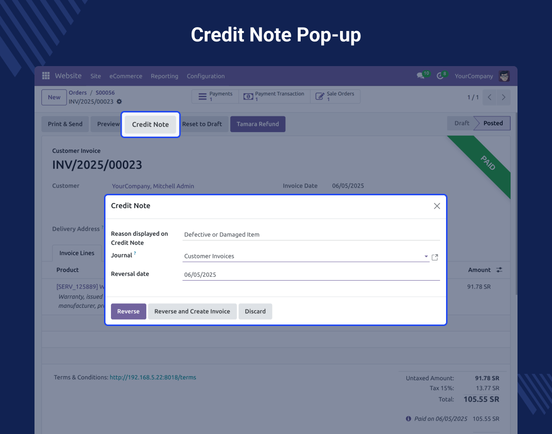 Odoo Direct Refund From Tamara