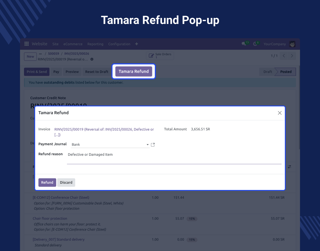 Odoo Direct Refund From Tamara