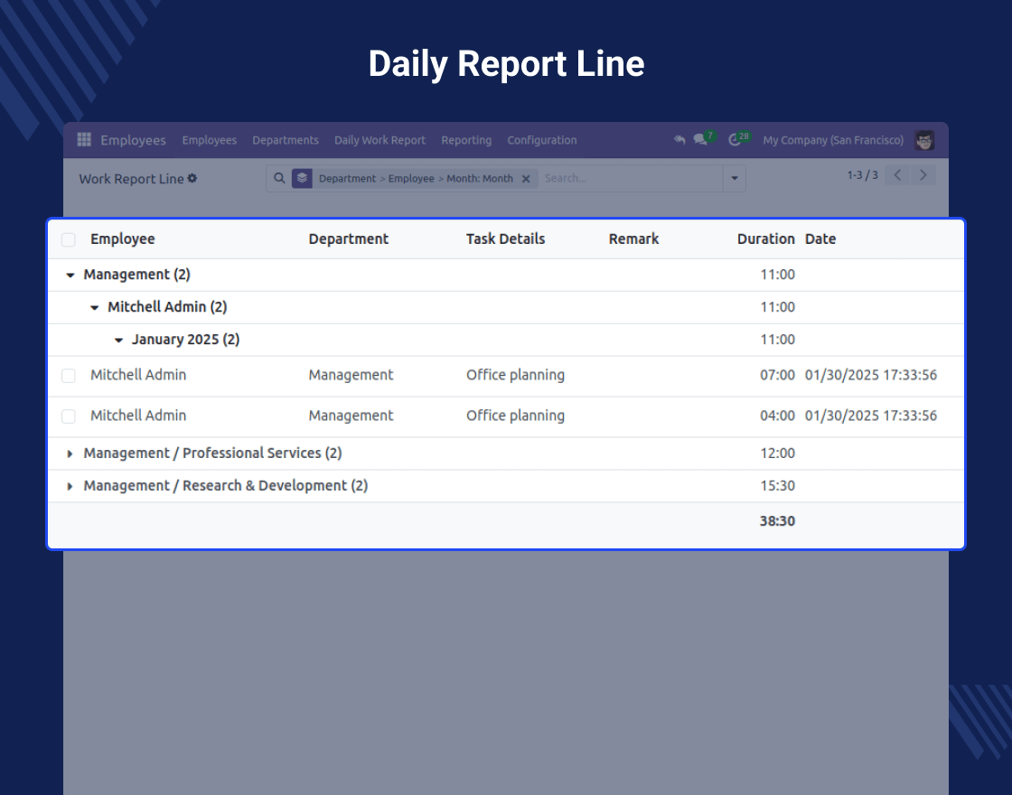 Odoo Employee Daily Work Report