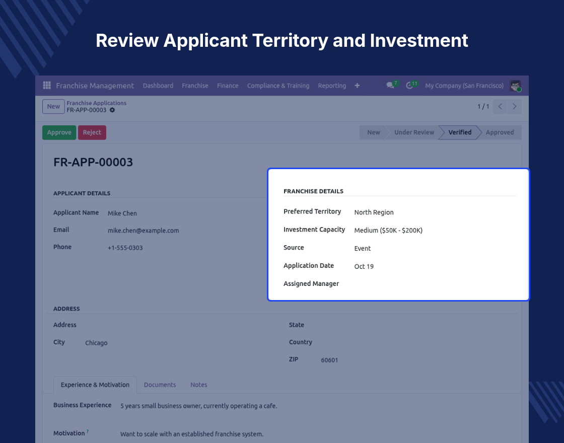 Odoo Franchise Management System