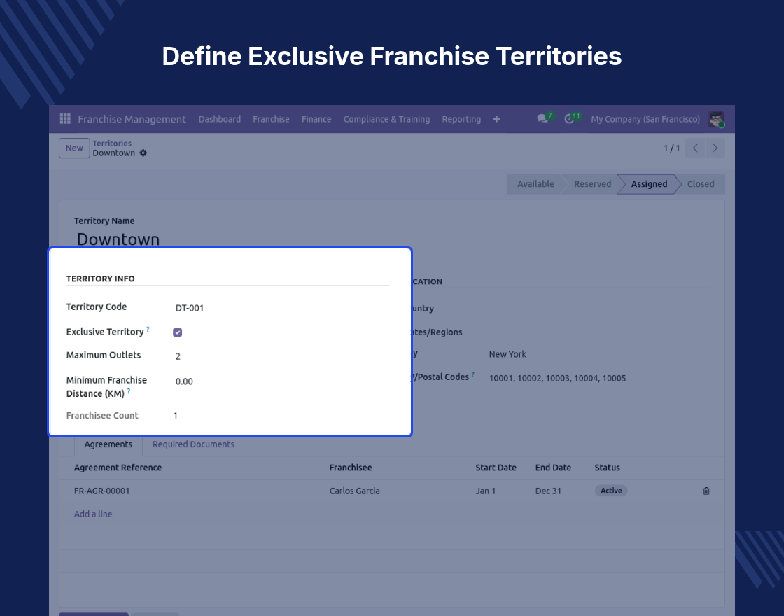 Odoo Franchise Management System
