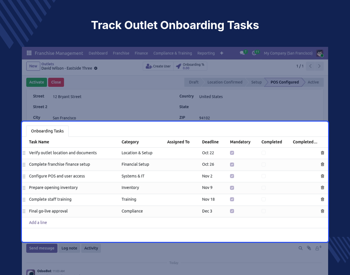 Odoo Franchise Management System