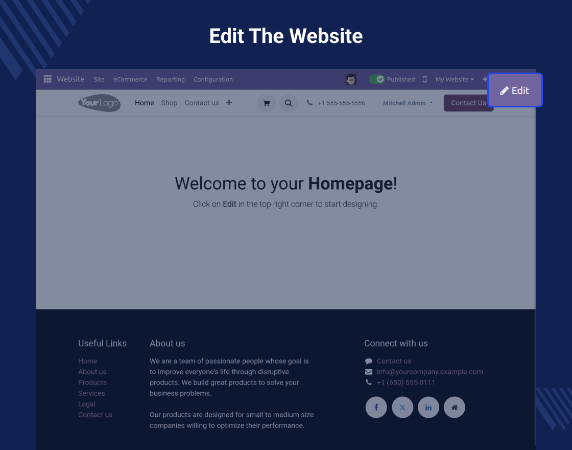 Odoo Website Header/Footer Visibility