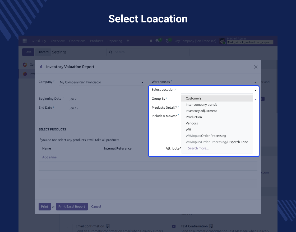 Odoo Inventory Valuation Reports