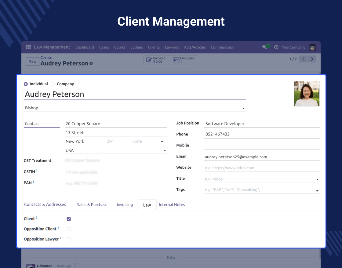 Odoo Law Management System