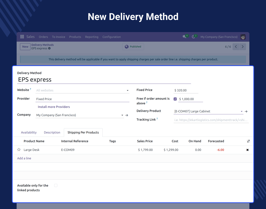 Odoo Marketplace Shipping Per Product