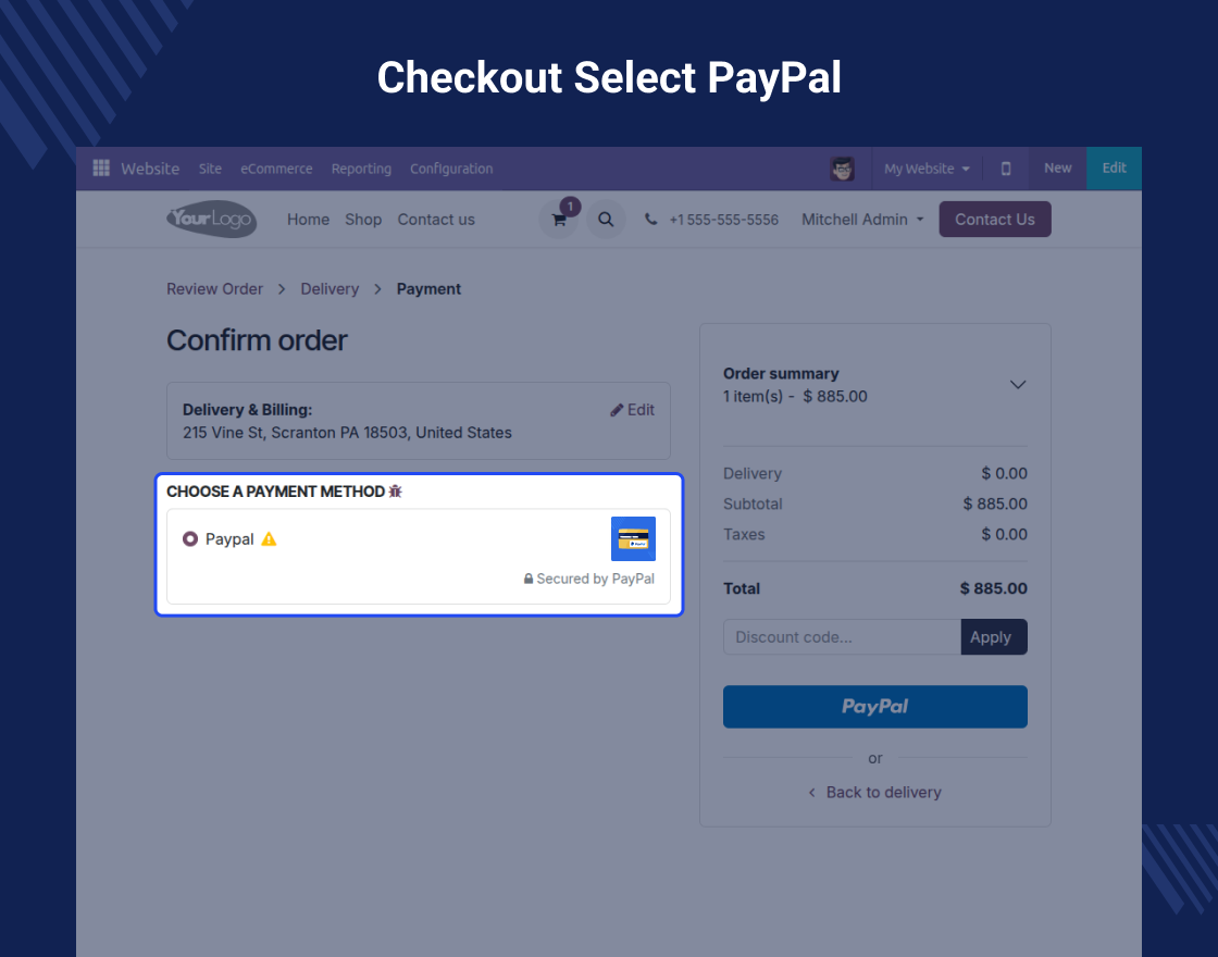 Odoo PayPal Payment Manual Capture