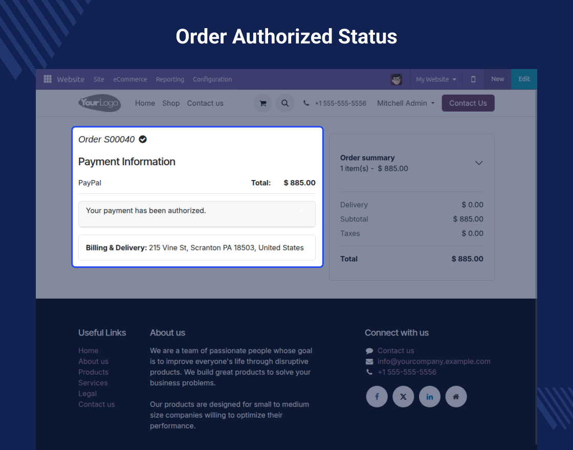 Odoo PayPal Payment Manual Capture