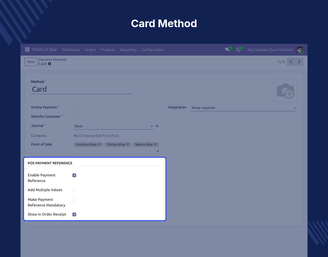 Odoo POS Payment Reference