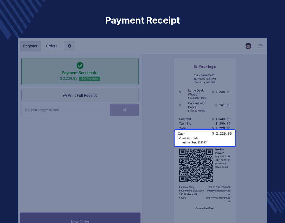 Odoo POS Payment Reference