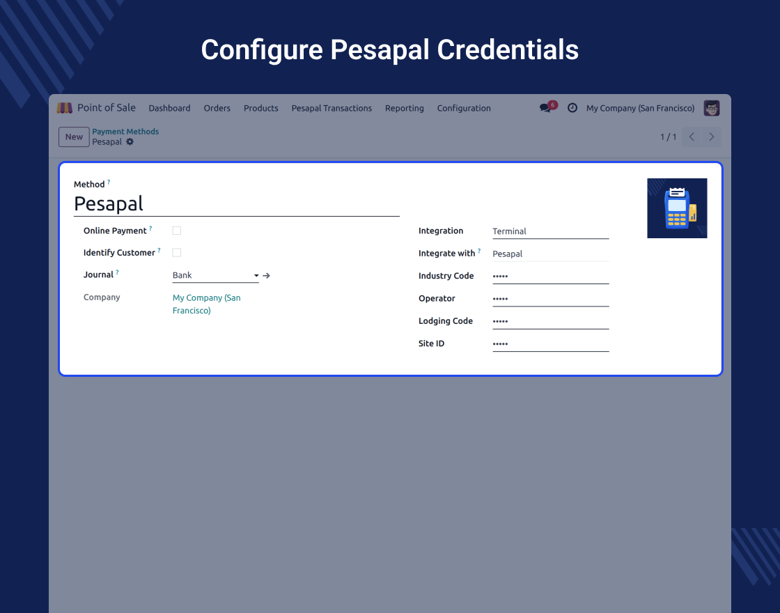 Odoo POS Pesapal & Pesapal-Mpesa Terminal 