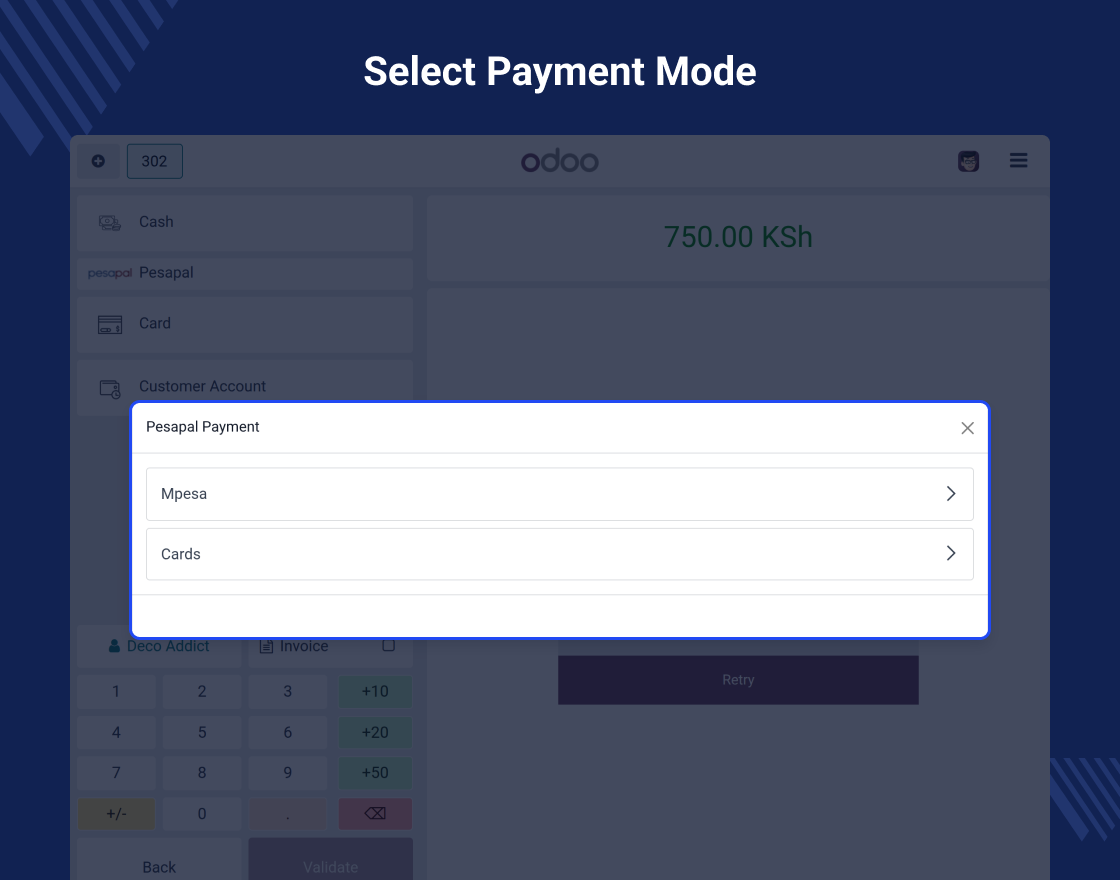 Odoo POS Pesapal & Pesapal-Mpesa Terminal 