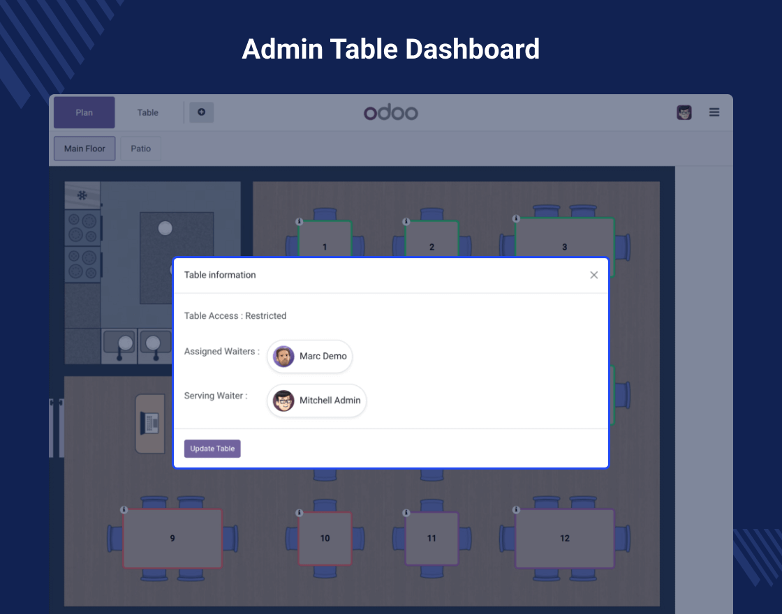 Odoo POS Table Reservation for Waiters
