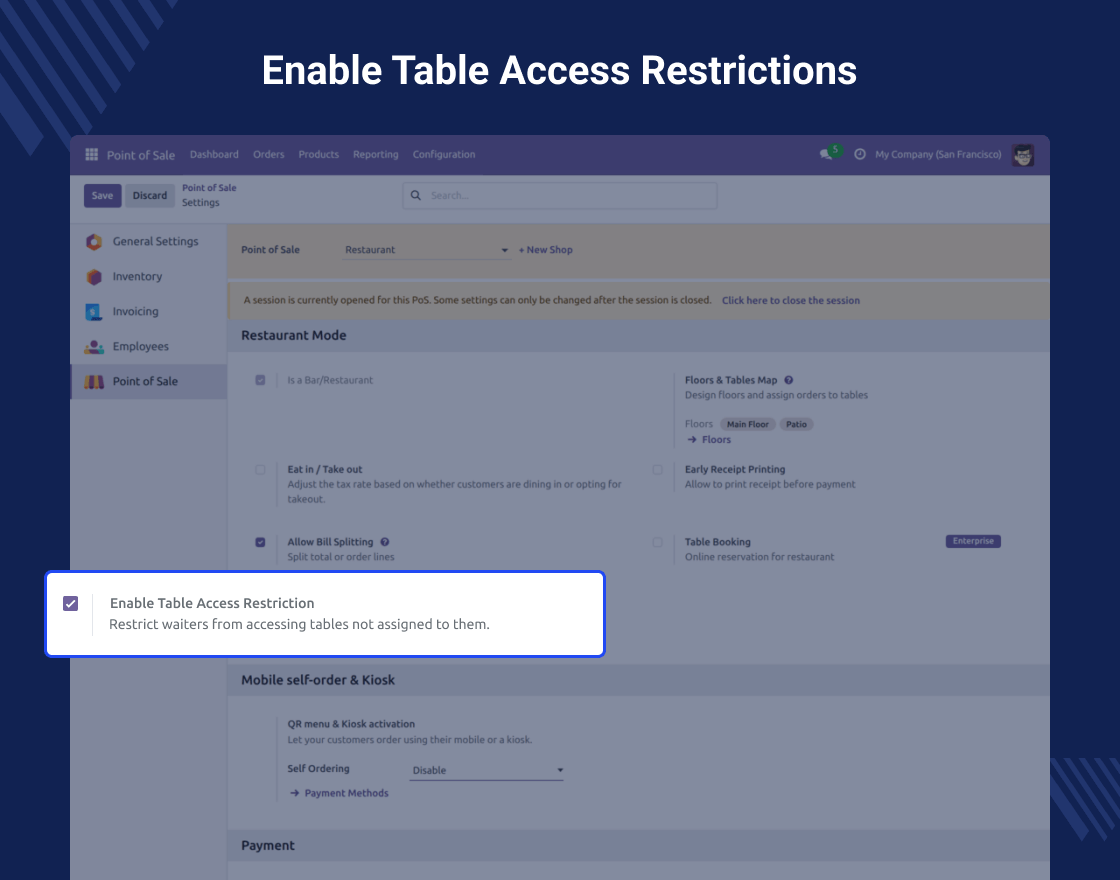 Odoo POS Table Reservation for Waiters