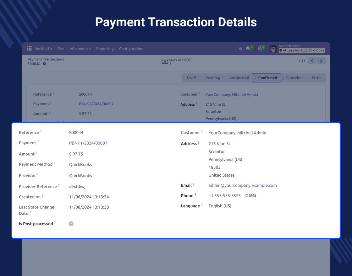 Odoo QuickBooks Payment Acquirer 