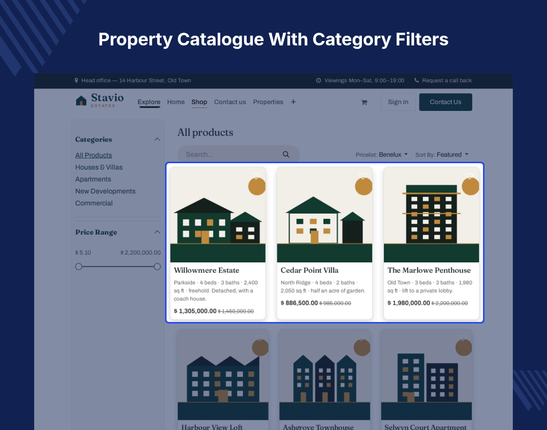 Odoo Stavio | Real Estate and Property Theme