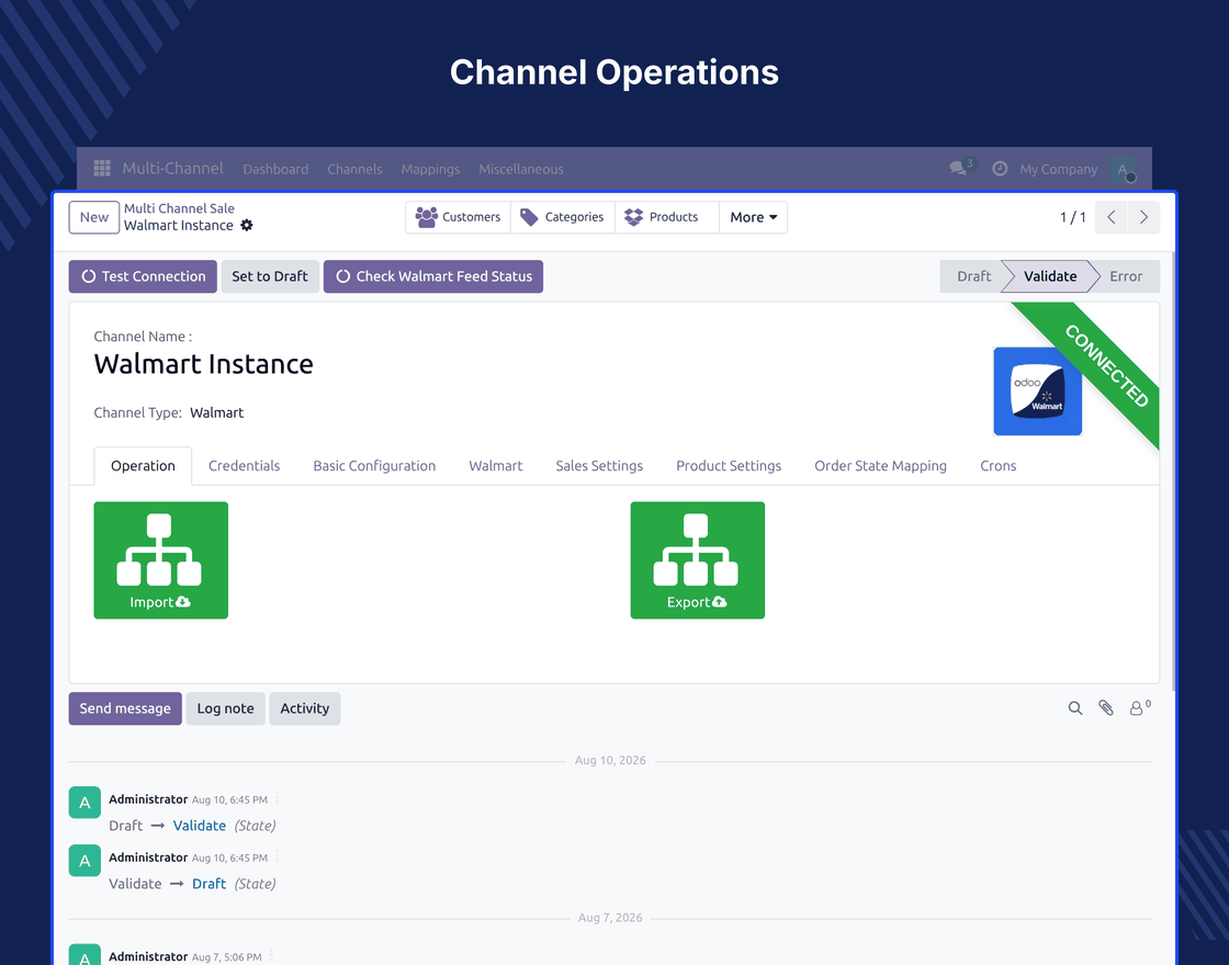 Odoo Multichannel Walmart Connector
