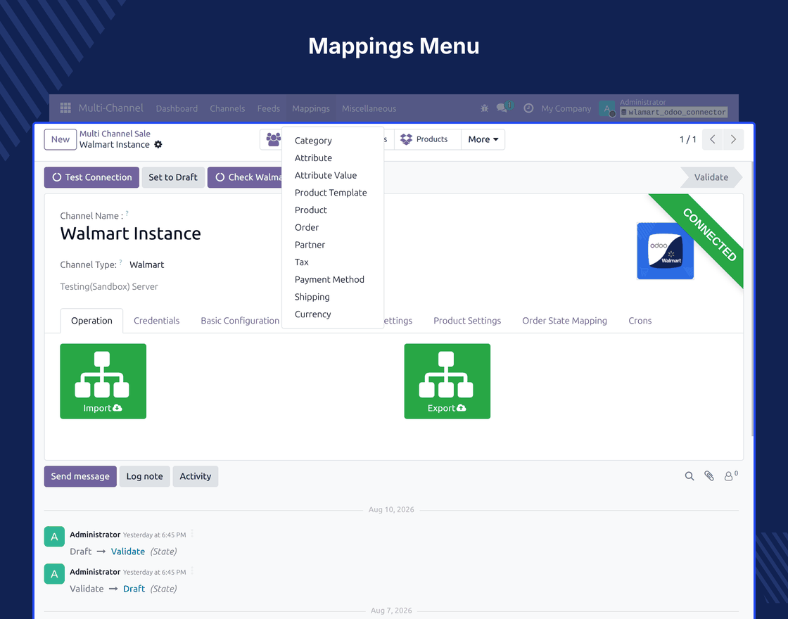 Odoo Multichannel Walmart Connector