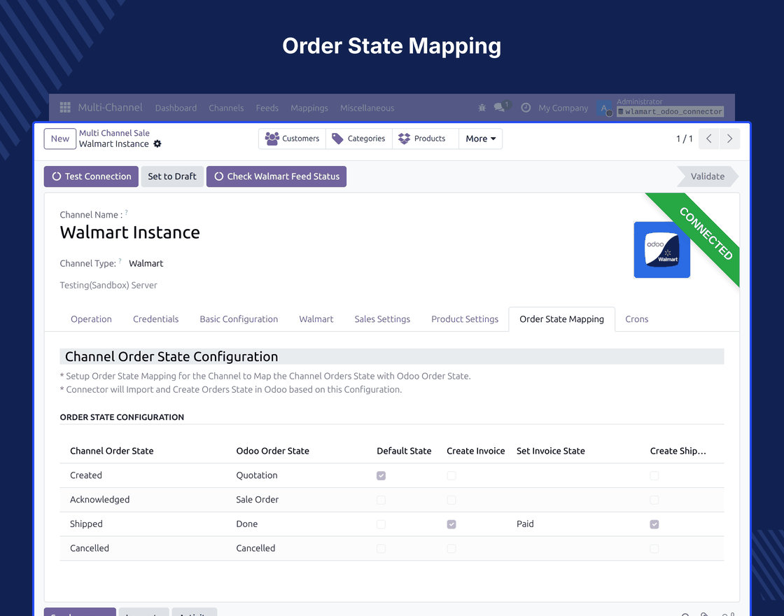 Odoo Multichannel Walmart Connector