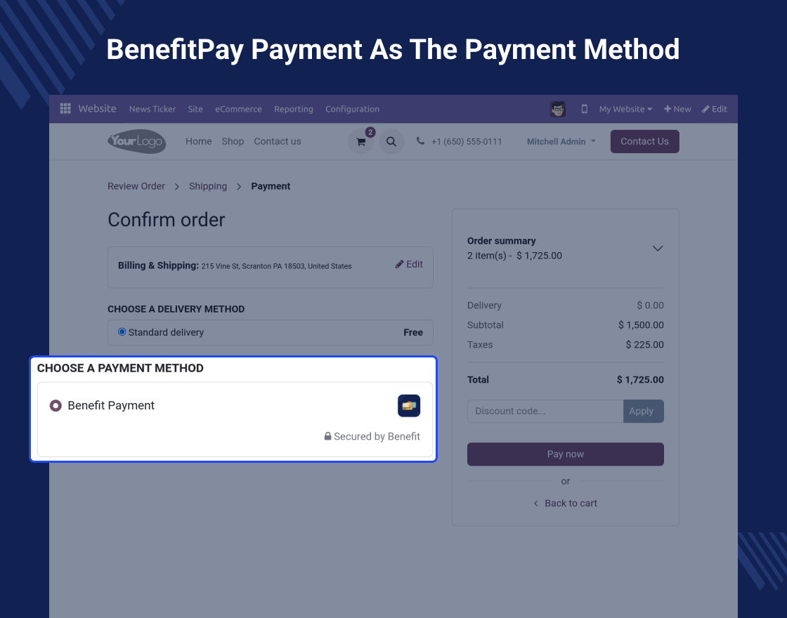 Odoo Website BenefitPay Payment Acquirer