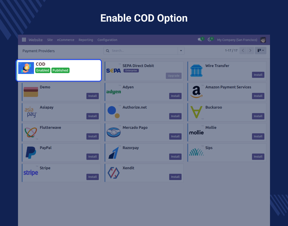 Odoo Website COD Payment Acquirer