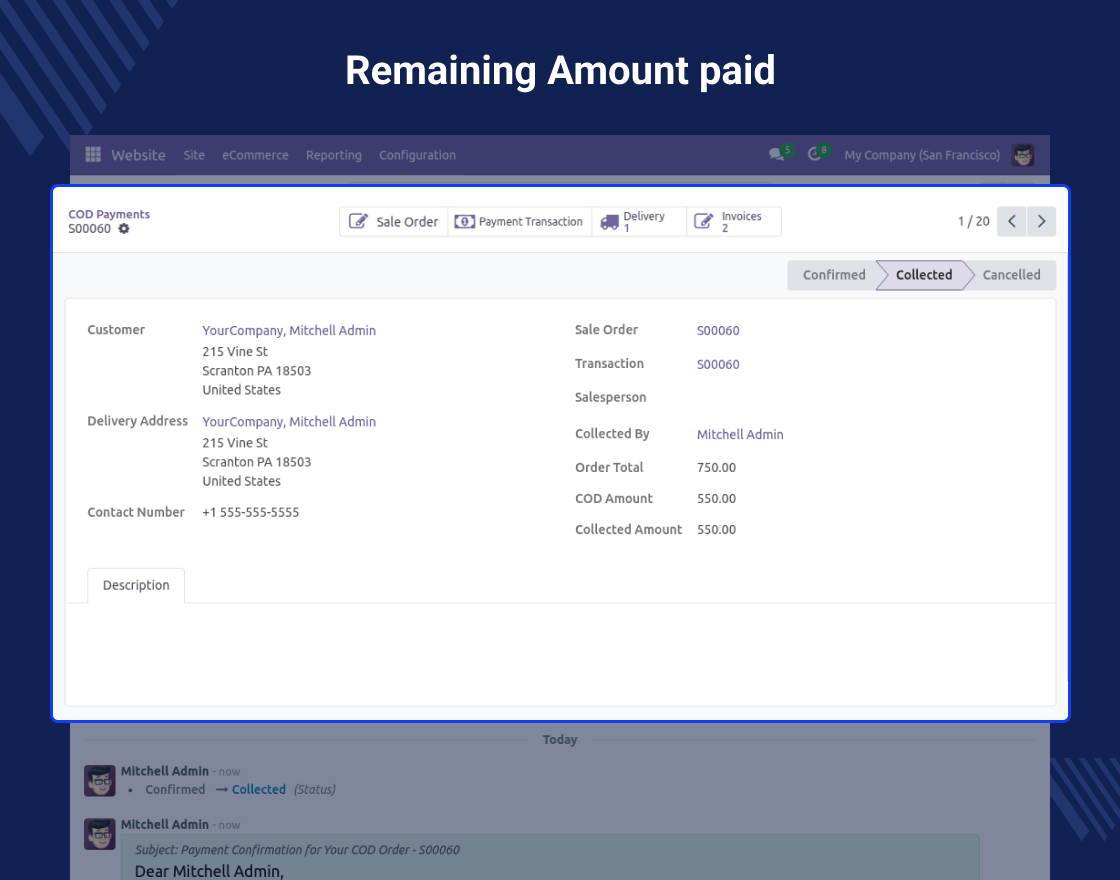 Odoo Website COD Payment Acquirer