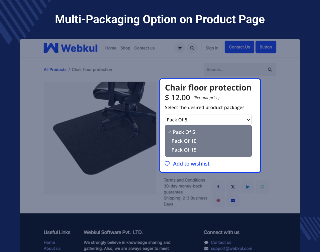 Odoo Website Display Packaging Options