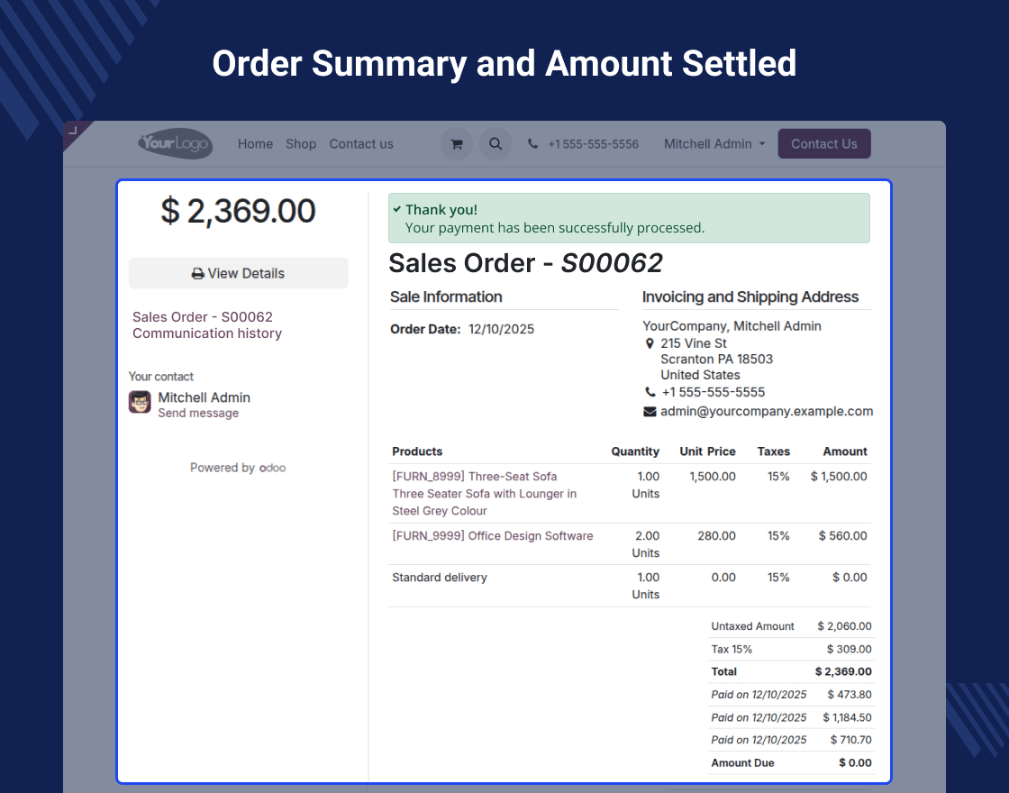 Odoo Website Order Advance Payment