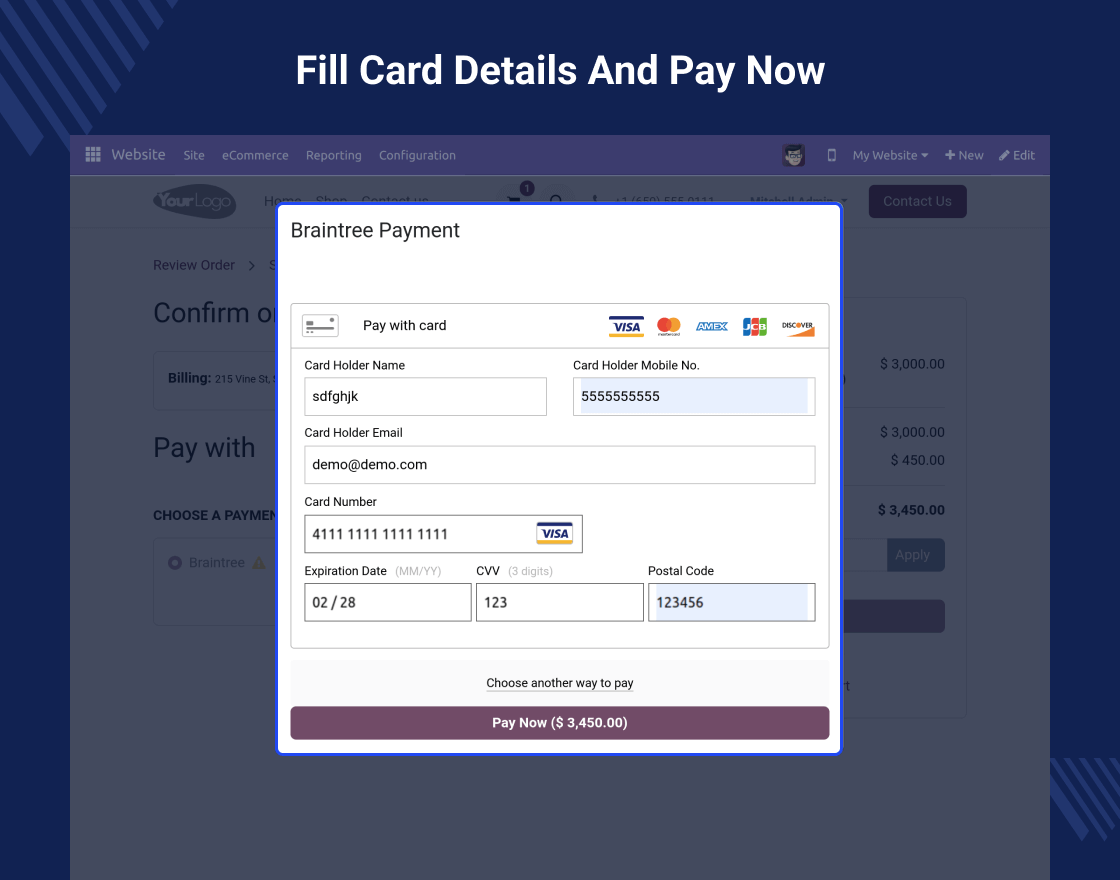 Odoo Website Payment Braintree Recurring
