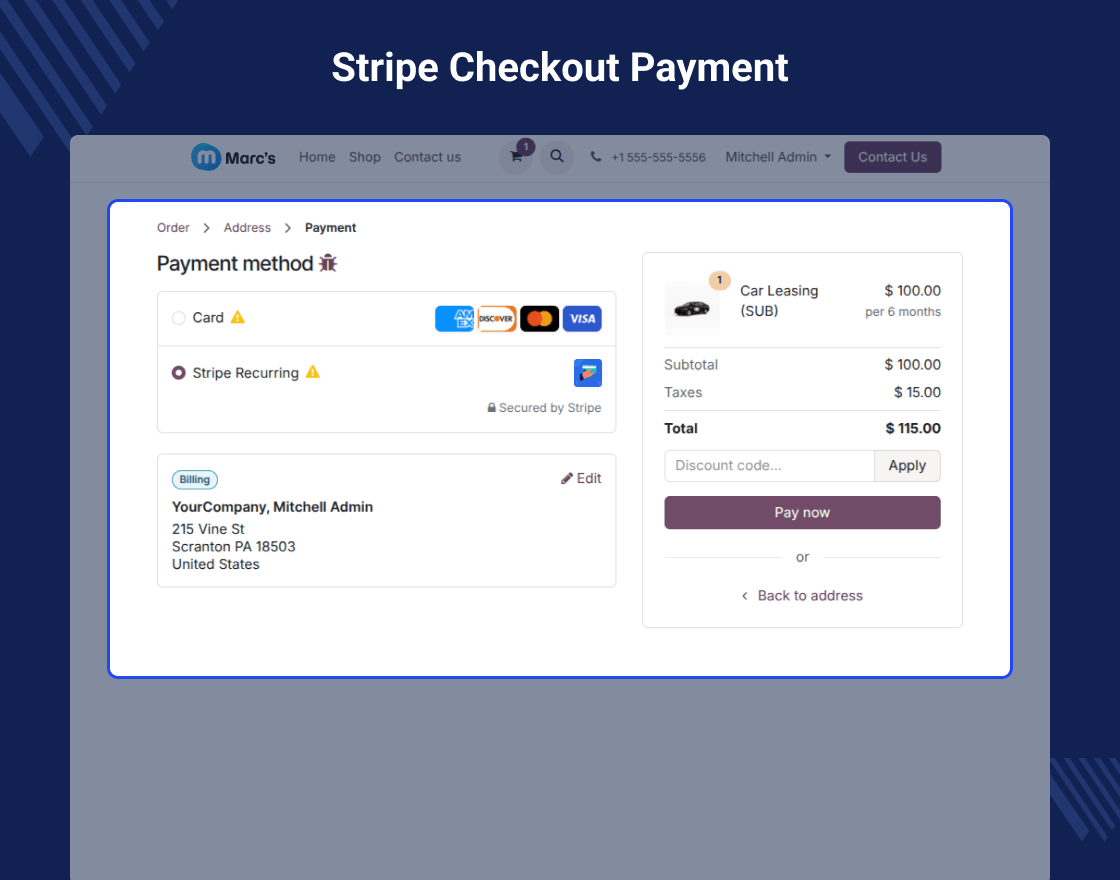 Odoo Website Payment Stripe Recurring For Enterprise