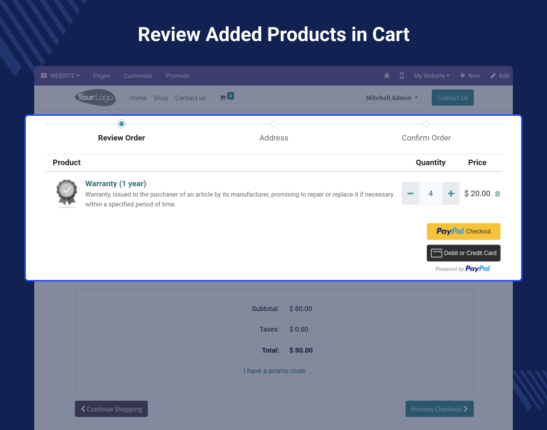 Odoo Website Paypal Express Direct Pay