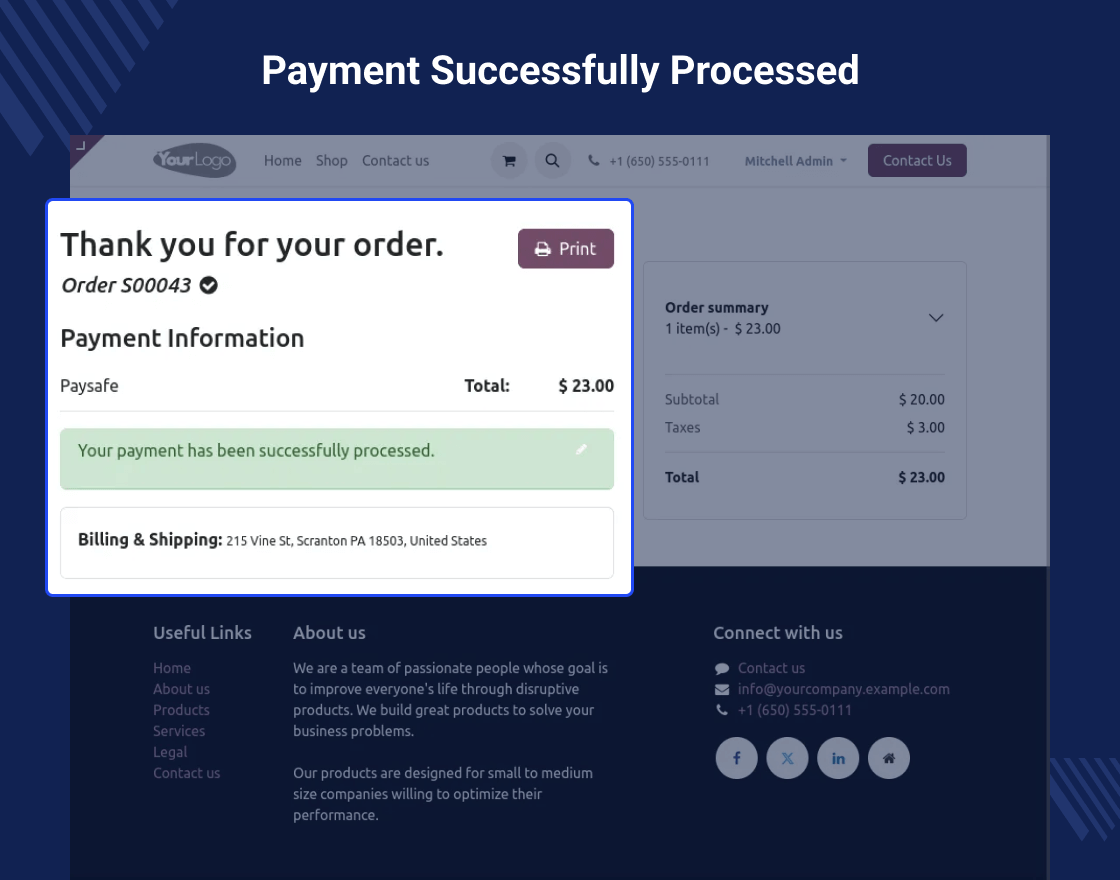 Odoo Website Paysafe Payment Acquirer