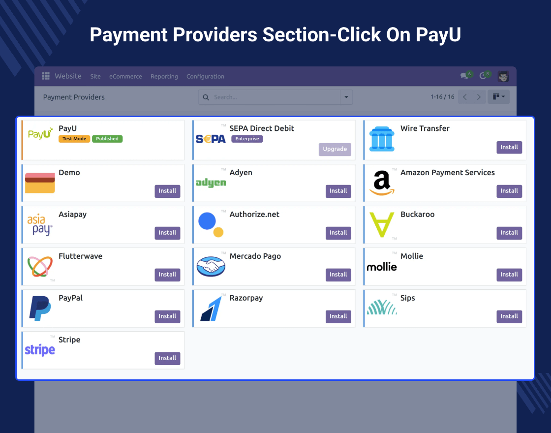 Odoo Website PayU Payment Acquirer