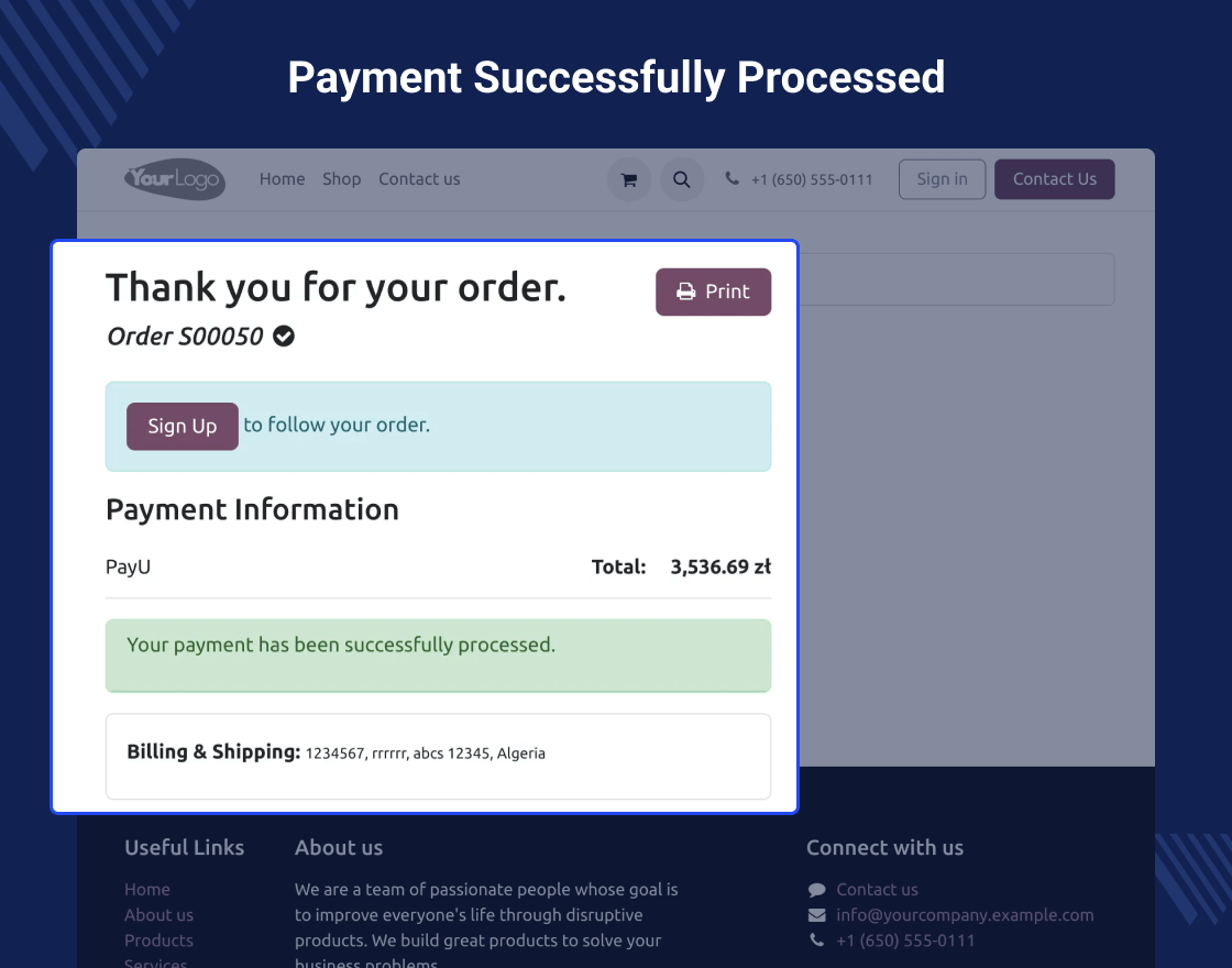 Odoo Website PayU Payment Acquirer