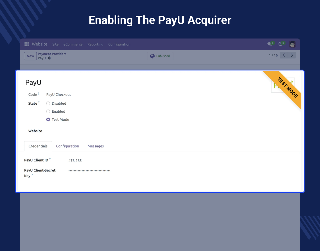 Odoo Website PayU Payment Acquirer